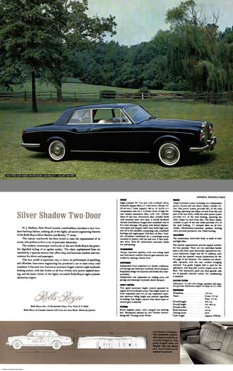 Rolls Royce c1960 - Rolls Royce Silver Shadow Two Door Saloon by H.J. Mulliner, Park Ward