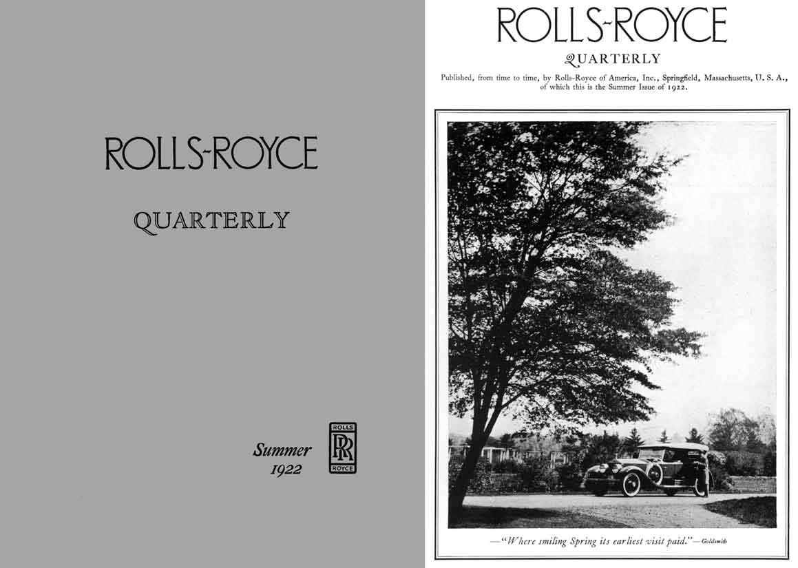 Rolls Royce Quarterly Summer 1922
