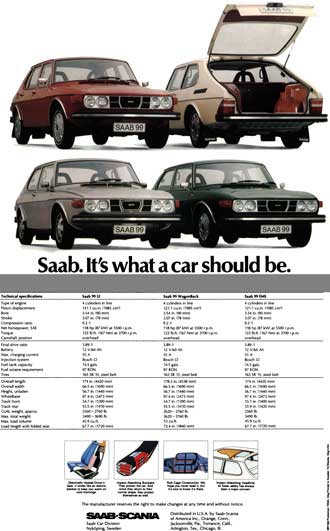 Saab 1975 - Saab.  It's What a Car Should Be
