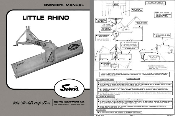 Servis Little Rhino Ditcher Terracing Blade Owners Manual