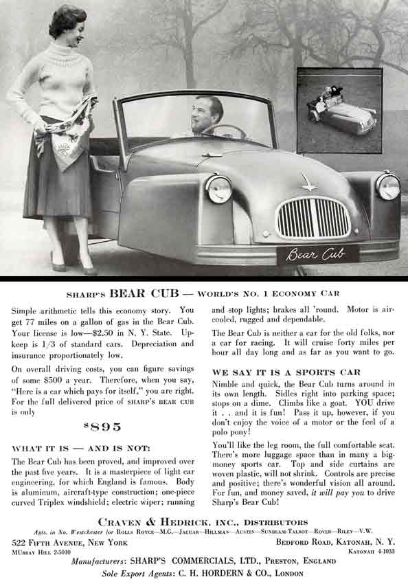 Bear Cub (c1953) Sharps - World's No. 1 Economy Car
