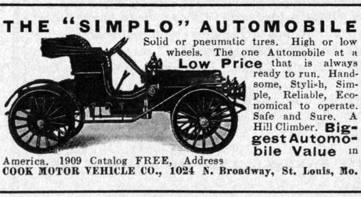 Simplo 1909 - Simplo Ad - The Simplo Automobile
