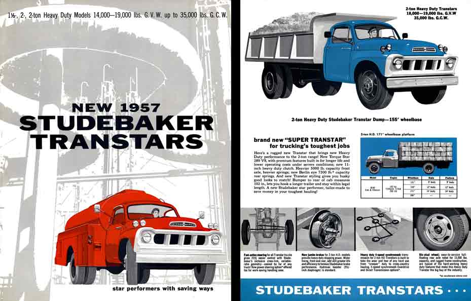 Studebaker 1957 - New 1957 Studebaker Transtars (Heavy Duty Models)-star performers with saving ways