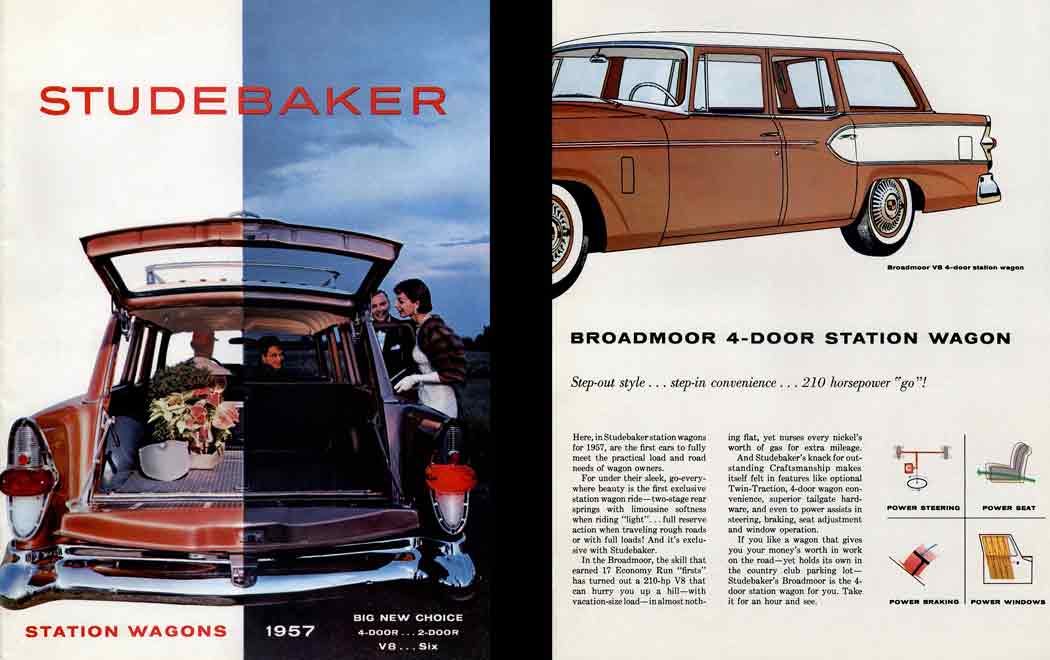 Studebaker 1957 Station Wagons - Big New Choice 4-Door, 2 Door, V8, Six