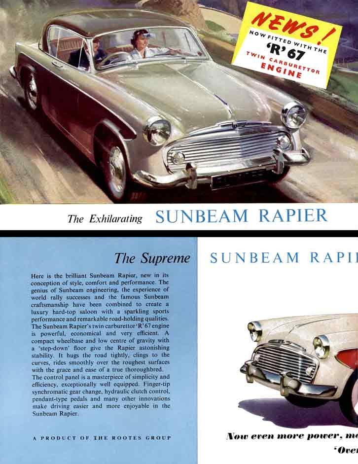 Rapier 1958 Sunbeam - The Exhilarating Sunbeam Rapier - News now fitted with R67 Twin Carb Engine