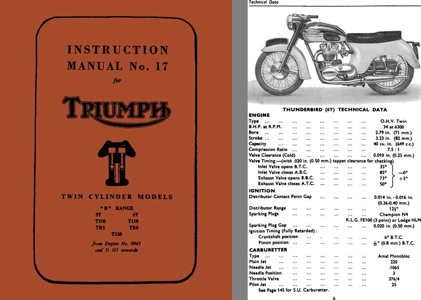 Triumph 1962 Instruction Manual No. 17 for Triumph Twin Cylinder Models (September 1956 Onwards)