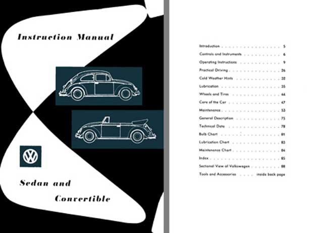 VW Volkswagen 1961 Instruction Manual for Sedan and Convertible